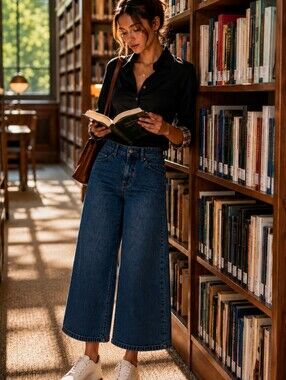 Vintage United Colors Of Benetton High Rise Dark Blue Wide Leg Jeans Size 25